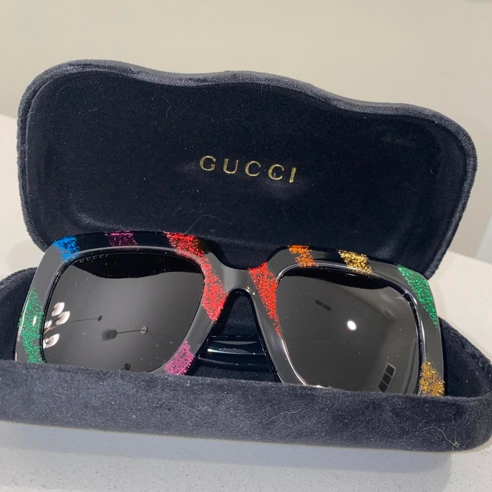 Rainbow Gucci Glitter Oversized Sunglasses